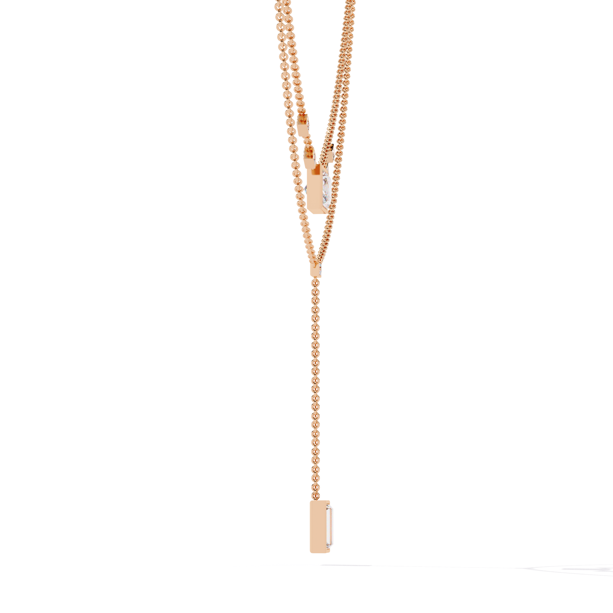 Solitairekart 3.44ct Natural Diamond Geometric Drop Y Necklace-H Color, VS1 Clarity